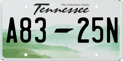 TN license plate A8325N