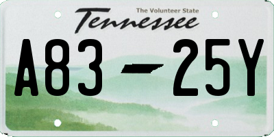 TN license plate A8325Y