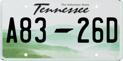 TN license plate A8326D