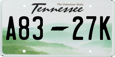 TN license plate A8327K