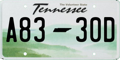 TN license plate A8330D