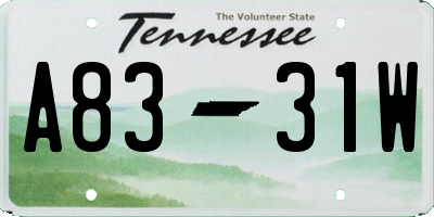 TN license plate A8331W