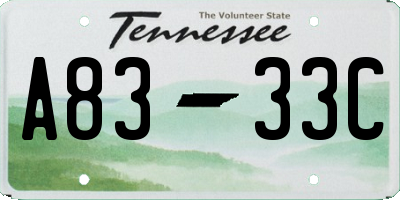TN license plate A8333C