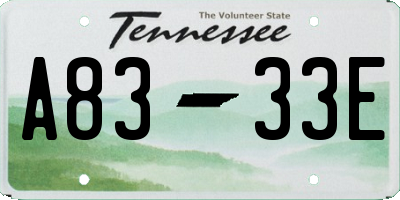 TN license plate A8333E