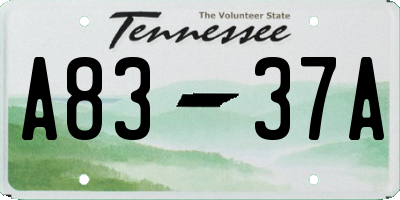 TN license plate A8337A
