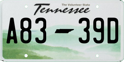 TN license plate A8339D