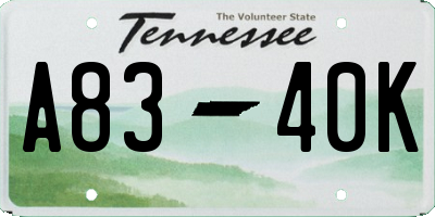 TN license plate A8340K