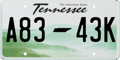 TN license plate A8343K