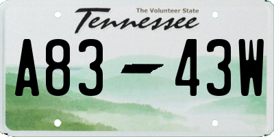 TN license plate A8343W