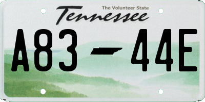 TN license plate A8344E