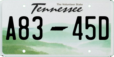 TN license plate A8345D