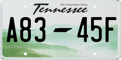 TN license plate A8345F
