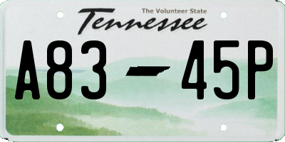 TN license plate A8345P