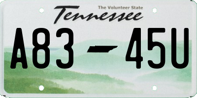 TN license plate A8345U