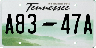 TN license plate A8347A