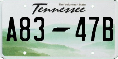 TN license plate A8347B