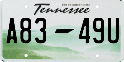 TN license plate A8349U