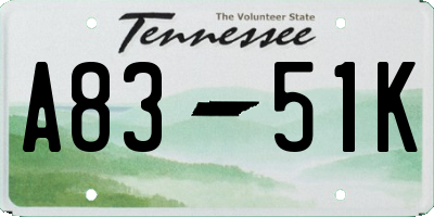 TN license plate A8351K