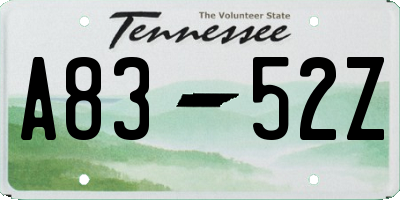 TN license plate A8352Z