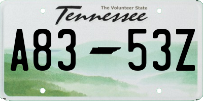 TN license plate A8353Z
