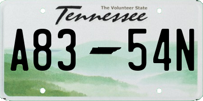 TN license plate A8354N
