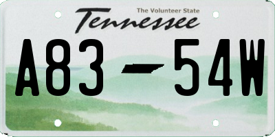TN license plate A8354W