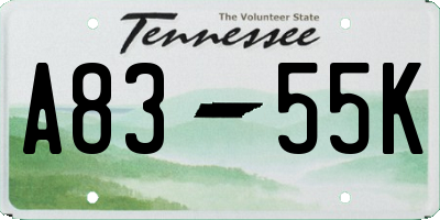 TN license plate A8355K