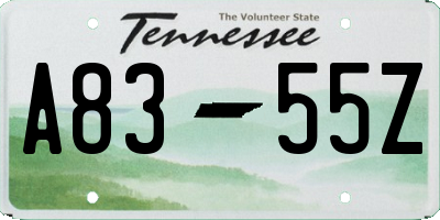 TN license plate A8355Z