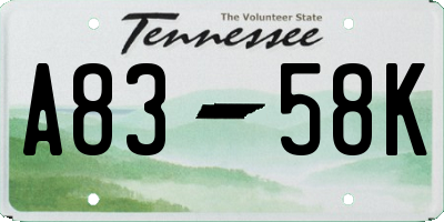 TN license plate A8358K