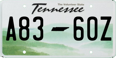 TN license plate A8360Z