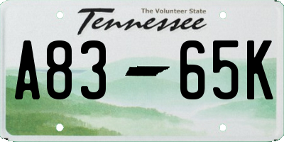 TN license plate A8365K