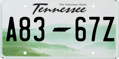 TN license plate A8367Z