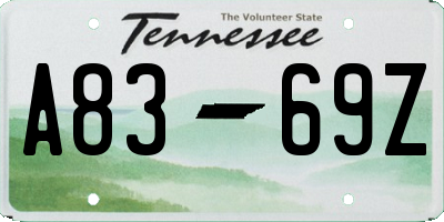 TN license plate A8369Z
