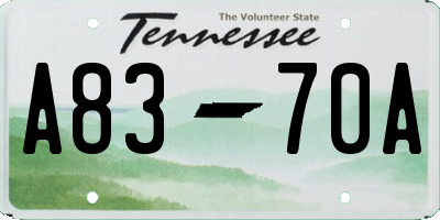 TN license plate A8370A