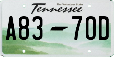 TN license plate A8370D