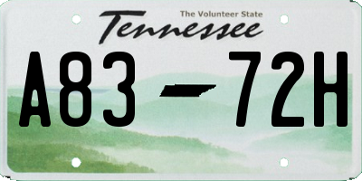 TN license plate A8372H