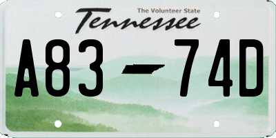 TN license plate A8374D