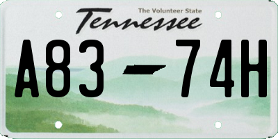 TN license plate A8374H