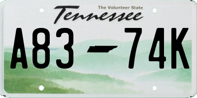TN license plate A8374K
