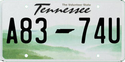 TN license plate A8374U