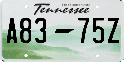 TN license plate A8375Z
