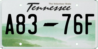 TN license plate A8376F