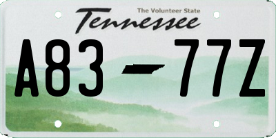 TN license plate A8377Z