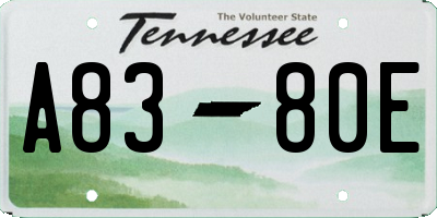 TN license plate A8380E
