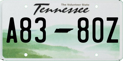 TN license plate A8380Z