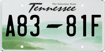 TN license plate A8381F