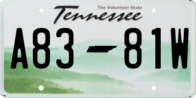 TN license plate A8381W