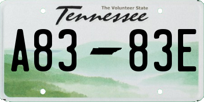 TN license plate A8383E