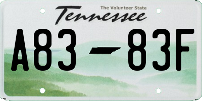 TN license plate A8383F