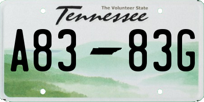 TN license plate A8383G